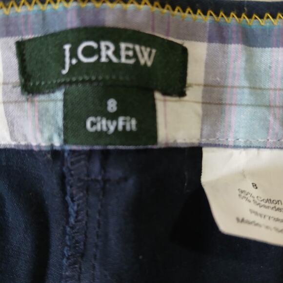 J Crew 8 CITY FIT Navy blue cotton spandex blend cuffed hem capri length - Picture 2 of 9